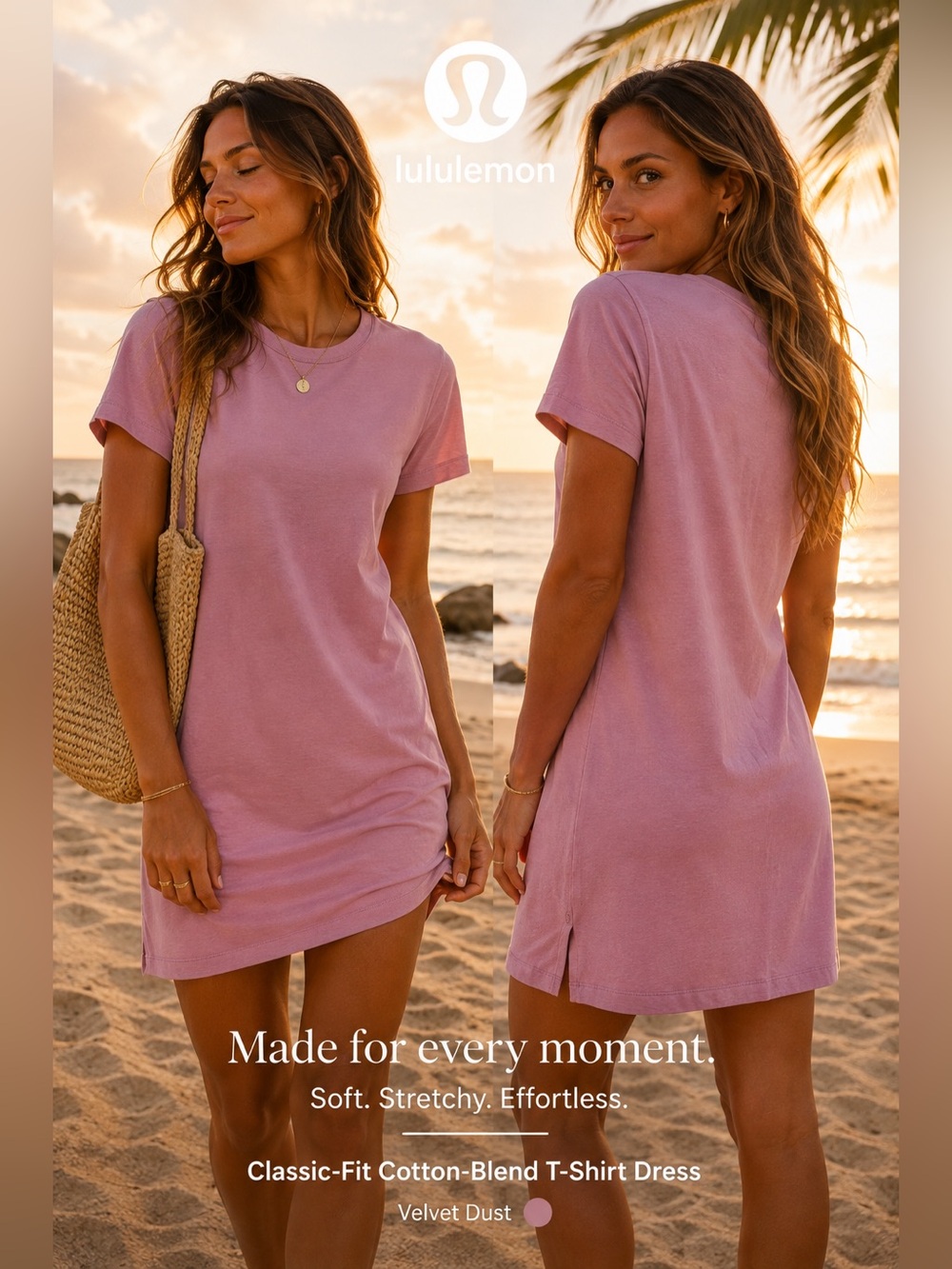 ✨ Lululemon | Classic-Fit |  Cotton-Blend T-Shirt Dress | Velvet Dust | No Tags